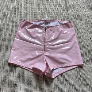 Pink Latex Hight Waisted Shorts